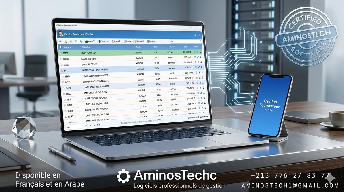 برنامج Gestion Fournisseur على الحاسوب والهاتف